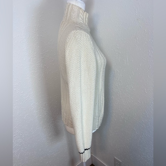 The Reeds Turtleneck Side Button Cable Knit Wool Blend Sweater - Picture 3 of 9